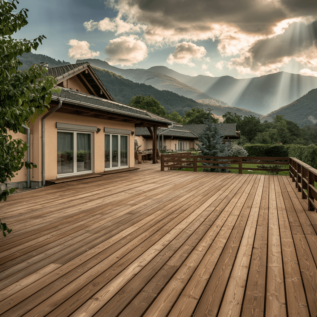 Thermally modified pine decking