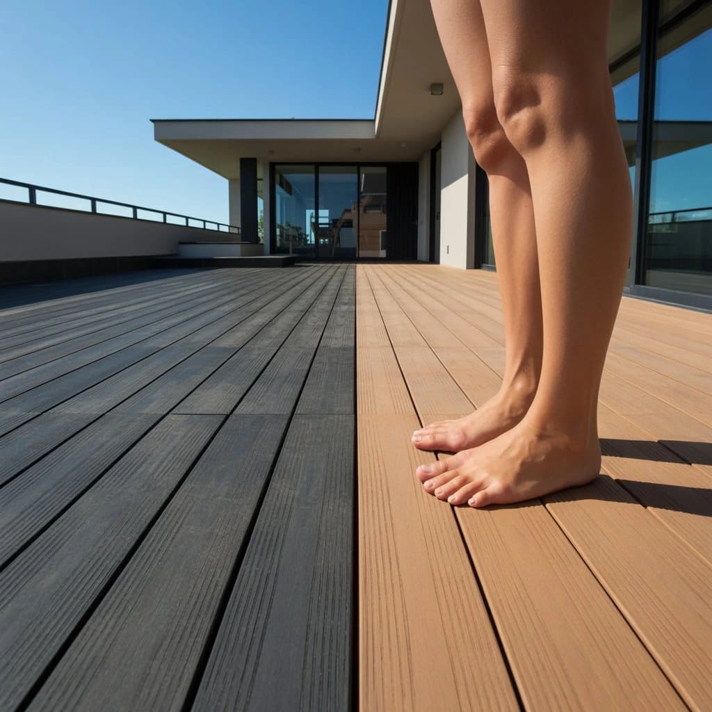 composite decking board - light and dark