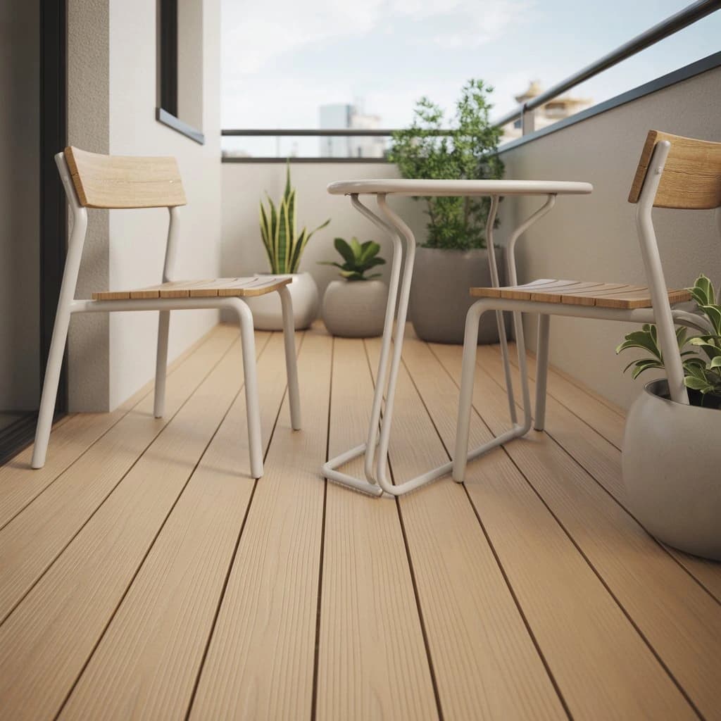 Composite decking boards for a narrow balcony