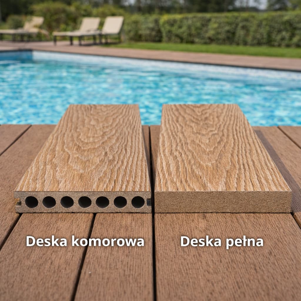 Solid or hollow composite decking board
