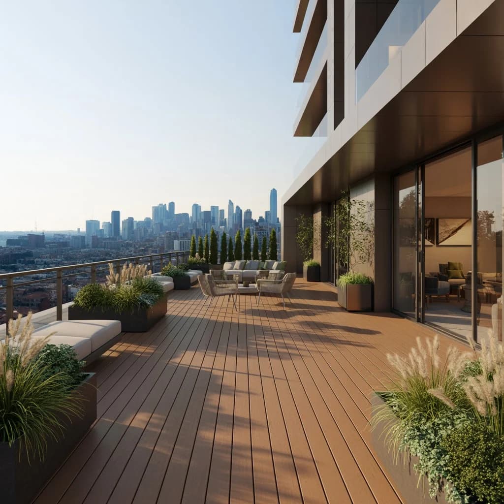 Composite decking on a roof