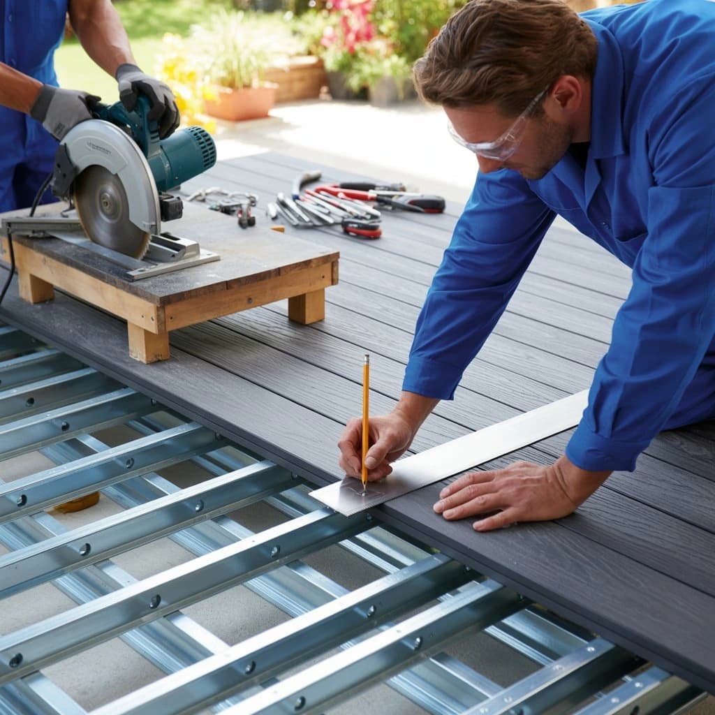 Cutting composite decking boards
