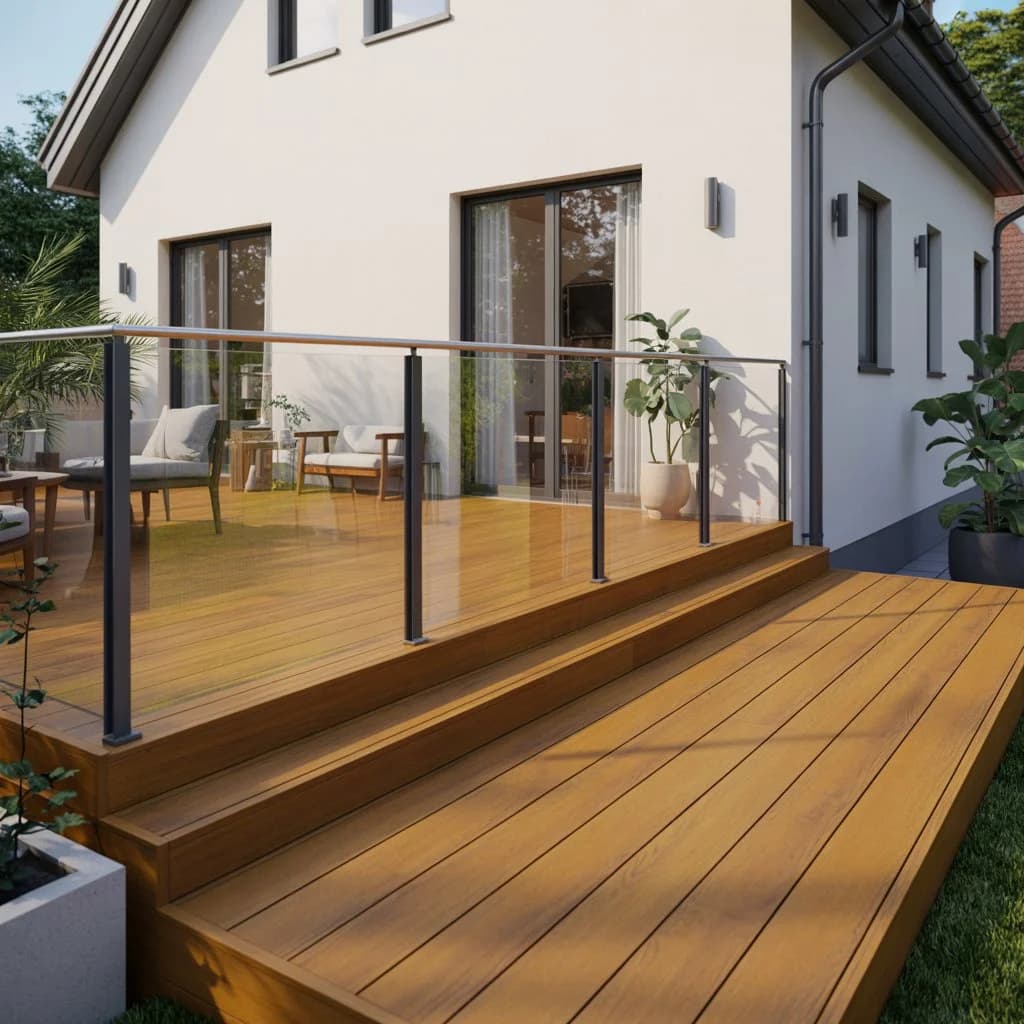 composite decking colours that go with a white façade