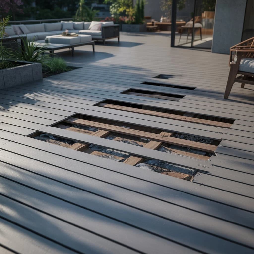 composite decking board - joists start to move