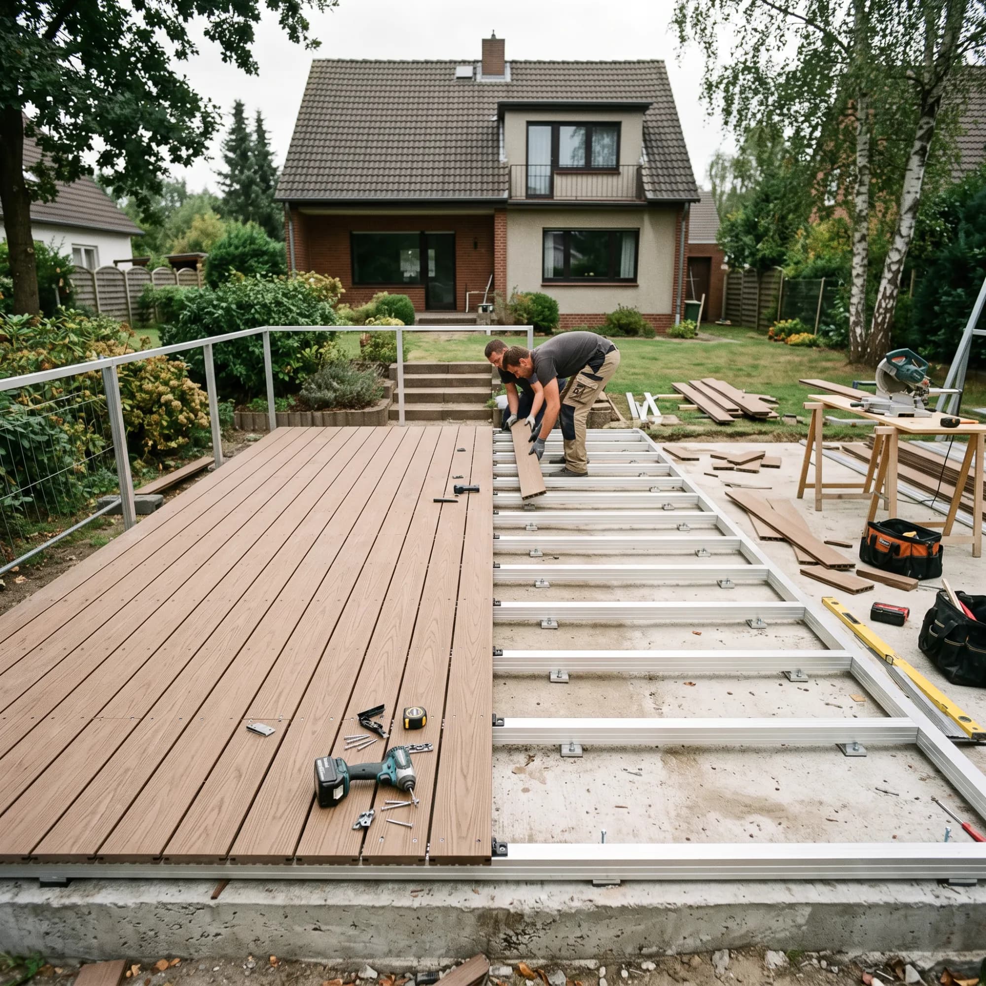 terrace installation on aluminium joists