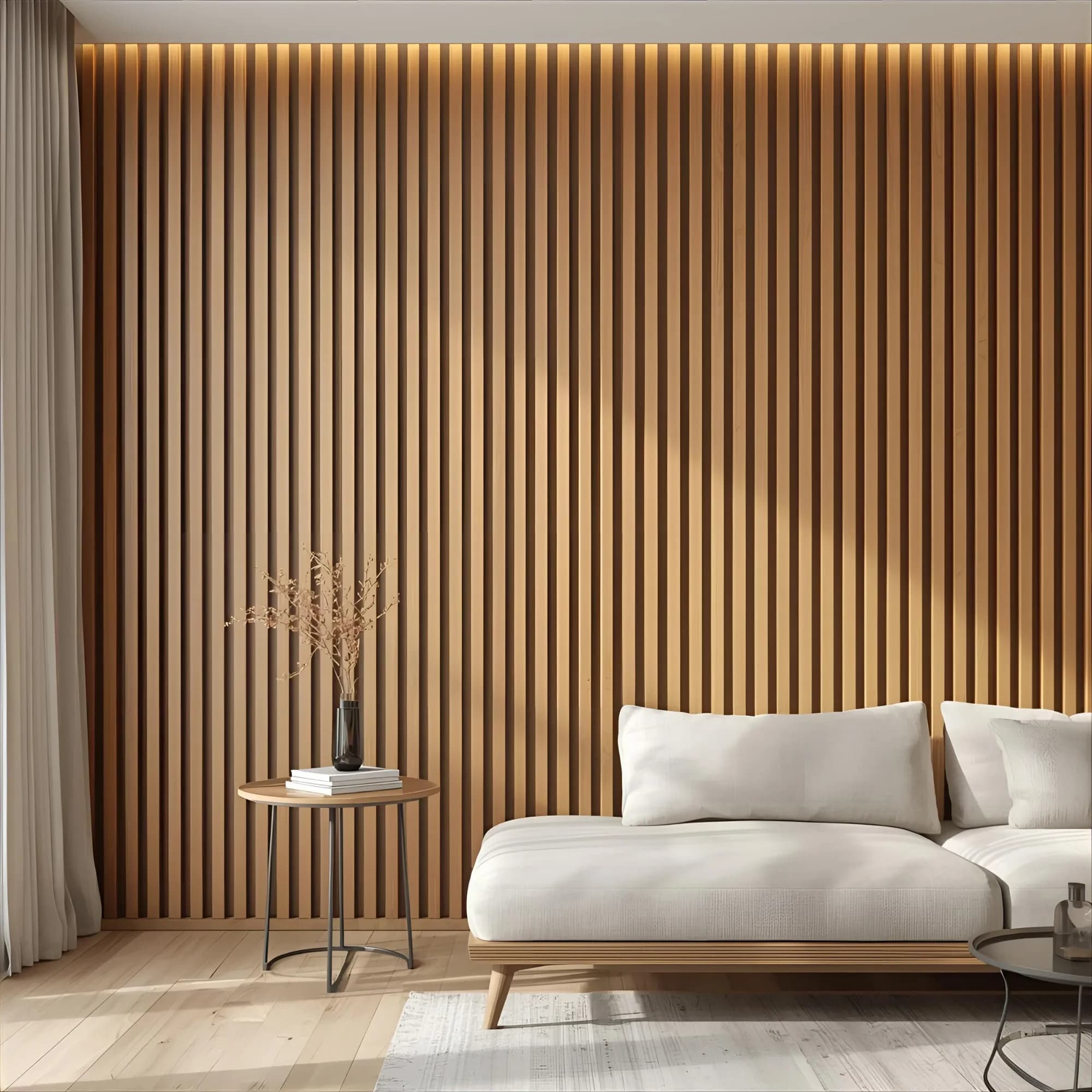 wall slats in the living room