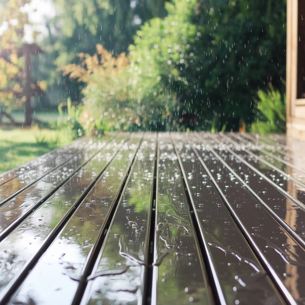 composite decking in the rain
