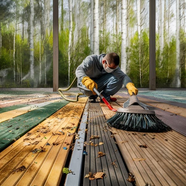 Cleaning a composite terrace