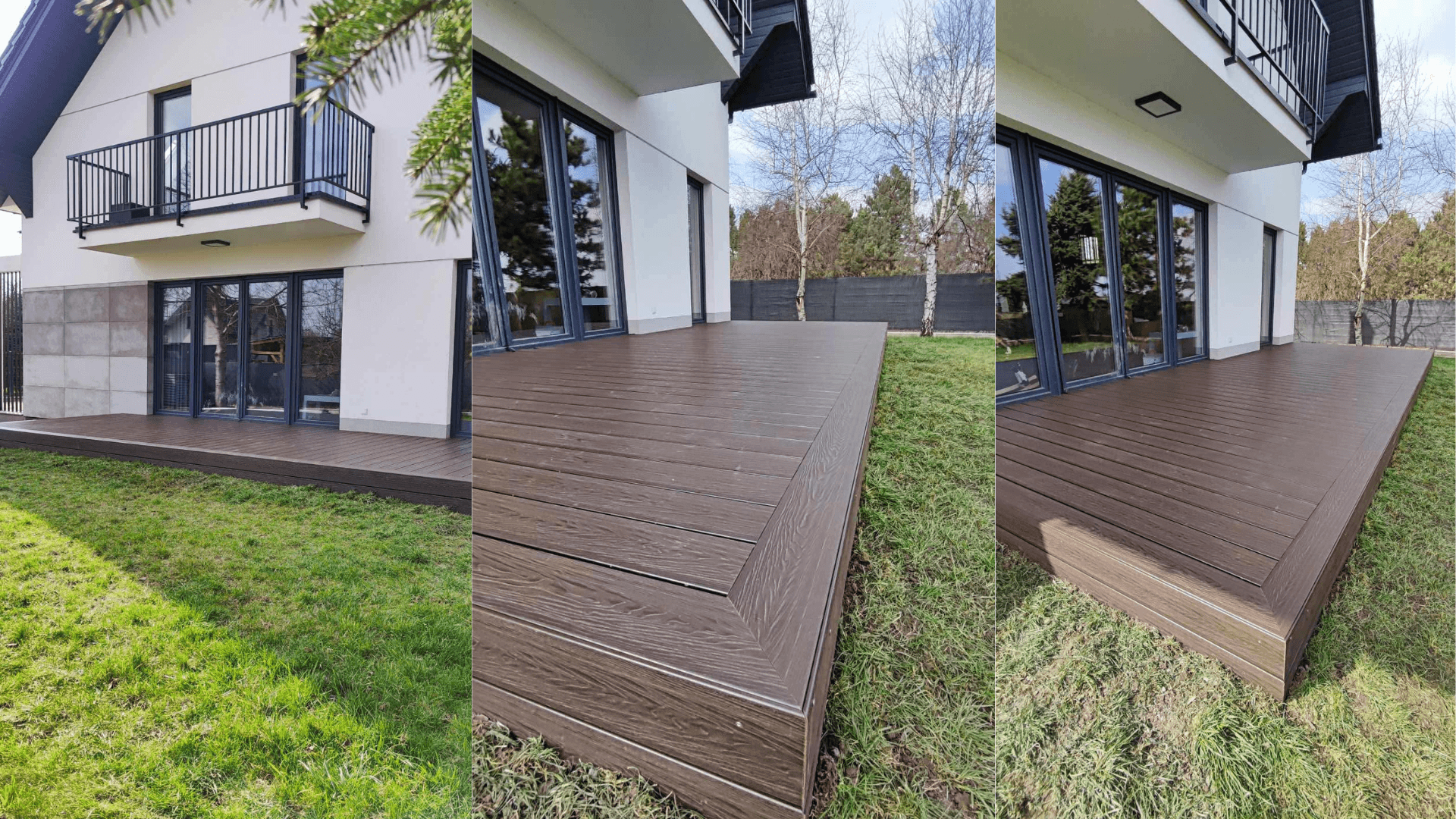 Composite decking without corner trims