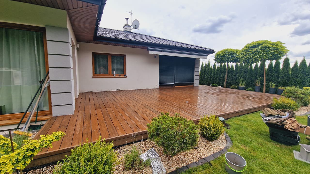 Composite decking board for a terrace in Kielce