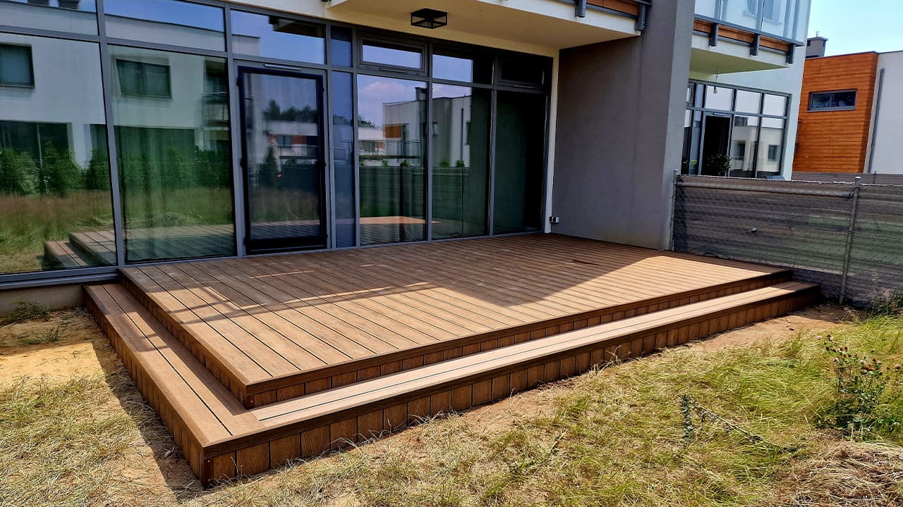 Composite decking boards for a terrace in Gliwice