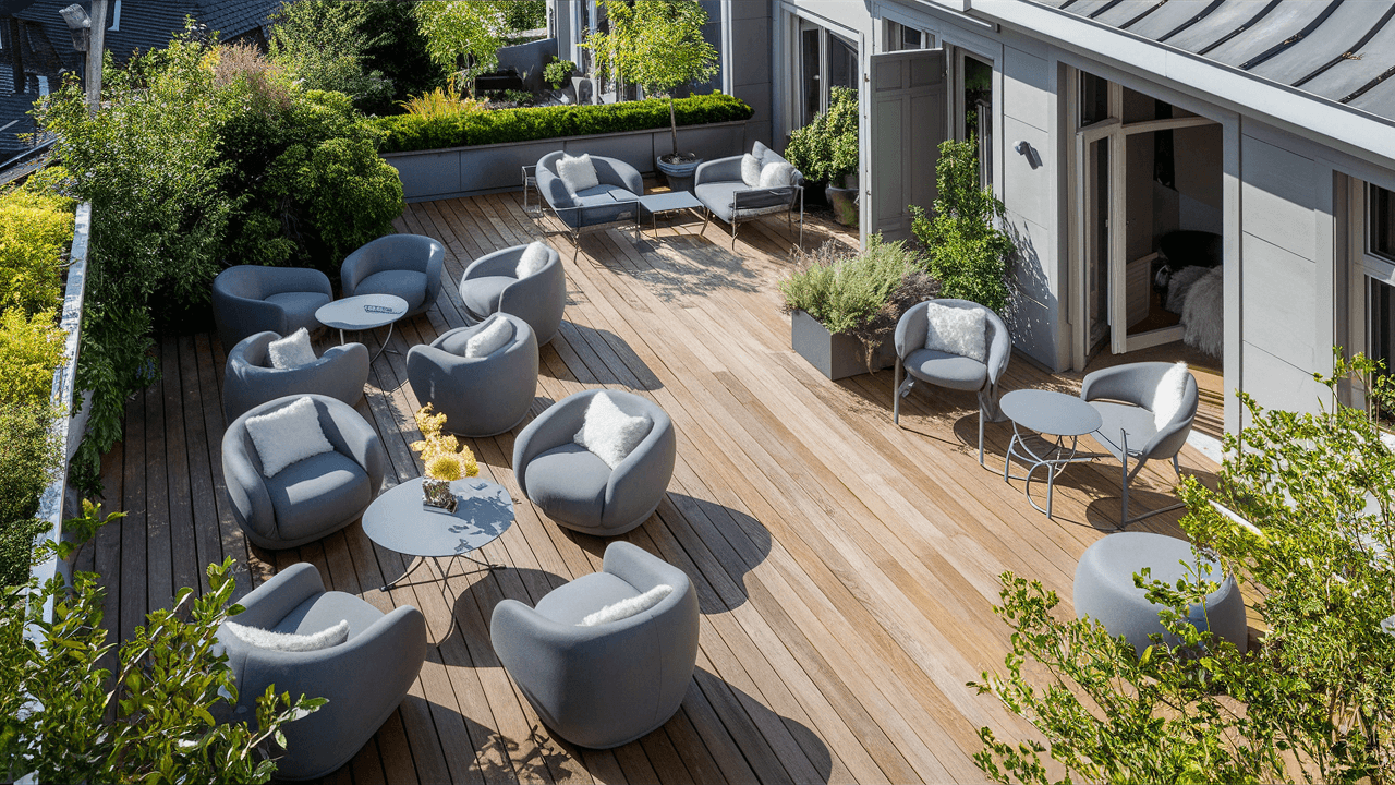 Leisure terrace with a swimming pool