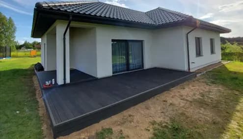 Poured concrete posts for the decking structure