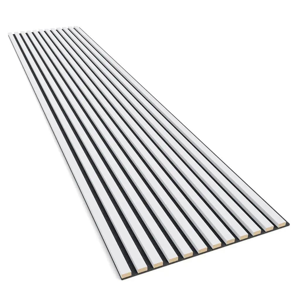 White felt-backed wall slats 24x300 mm – decorative wall strips