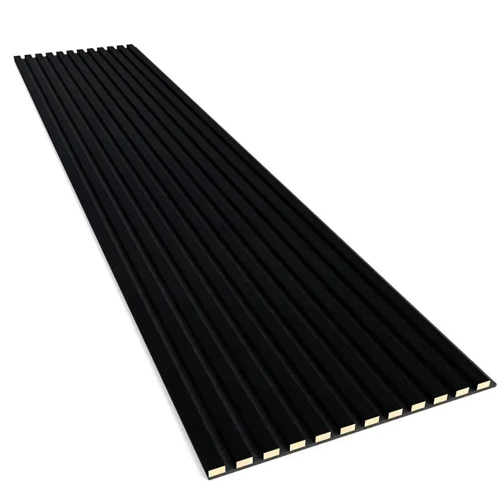 Black felt-backed wall slats 24x300 mm – decorative wall strips