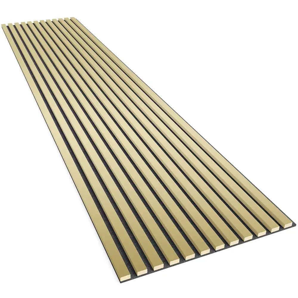 Gloss gold felt-backed wall slats 24x300 mm – decorative wall strips
