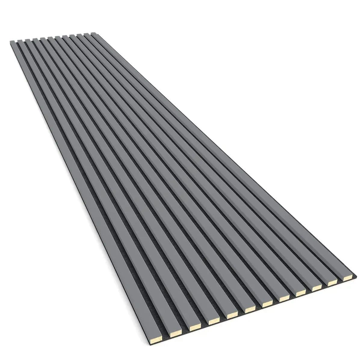Grey felt-backed wall slats 24x300 mm – decorative wall strips