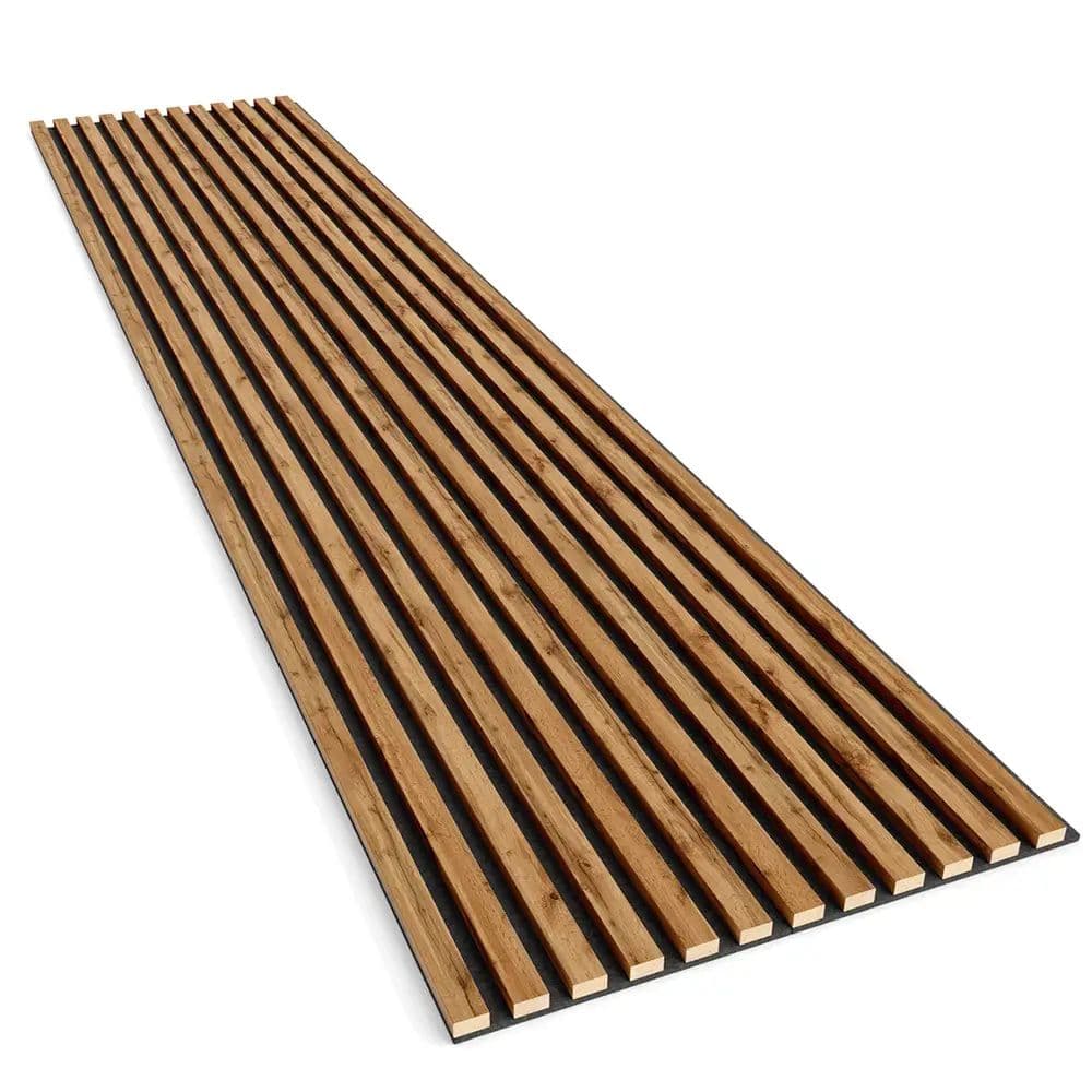 Wotan oak felt-backed wall slats 24x300 mm – decorative wall strips