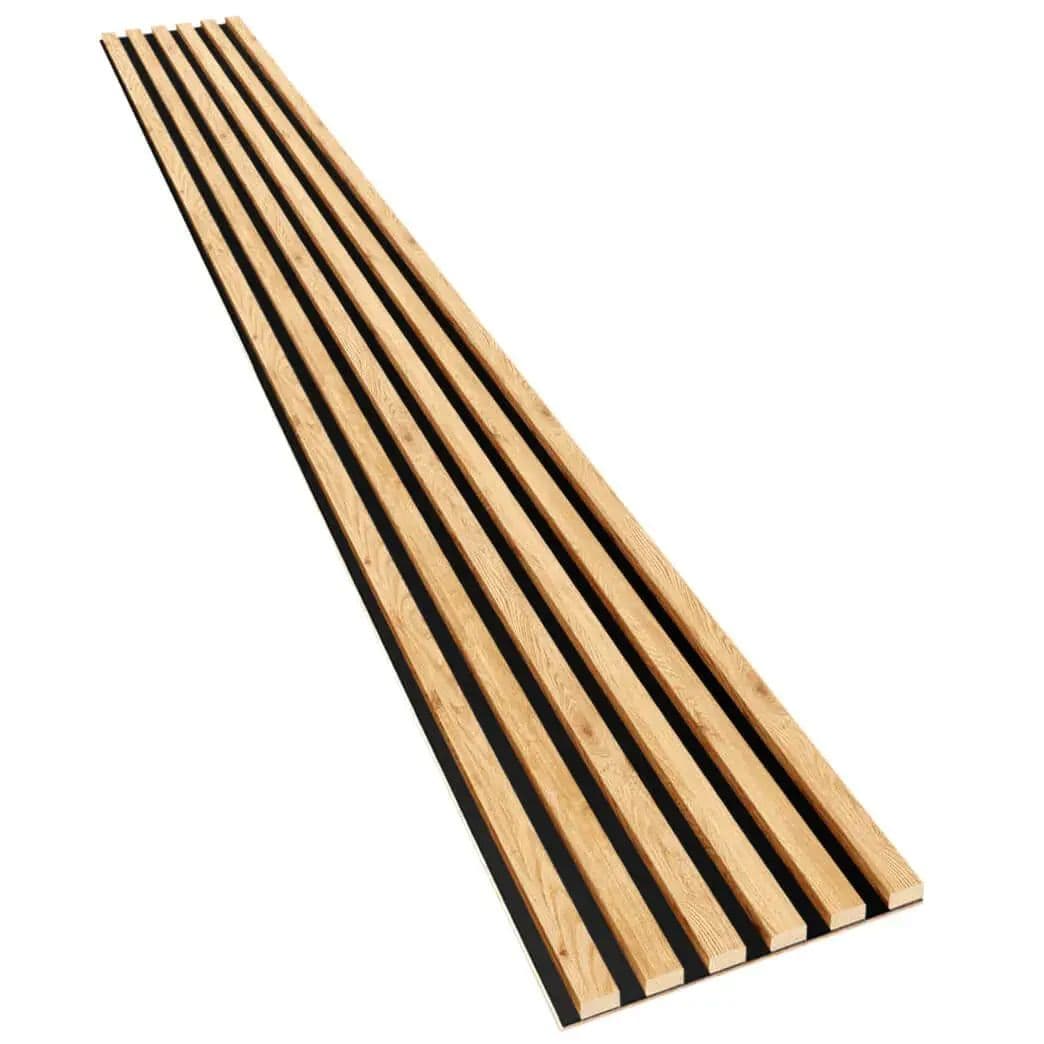 Natural oak wall slats on HDF board 20x300 mm – decorative wall strips