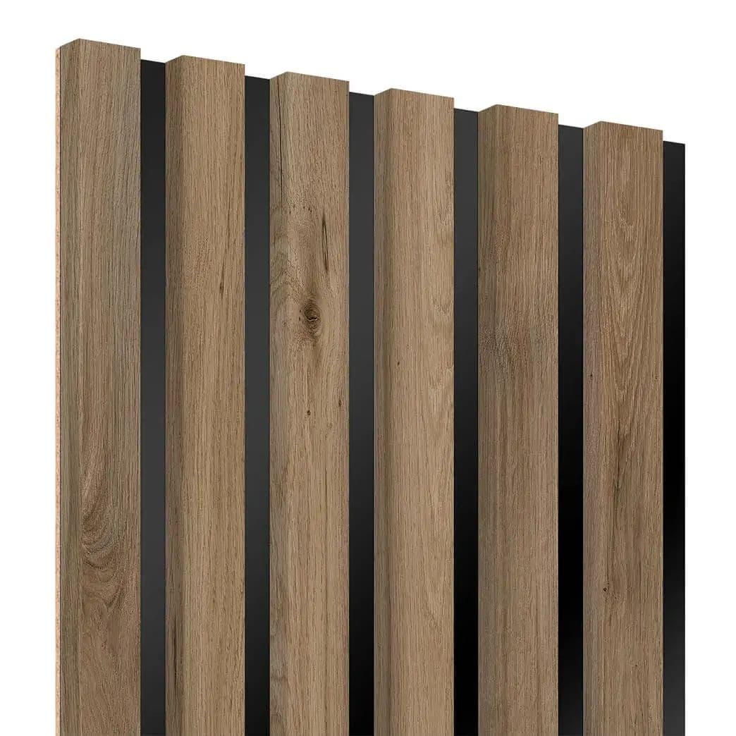 Dark oak wall slats on HDF board 20x300 mm – decorative wall strips