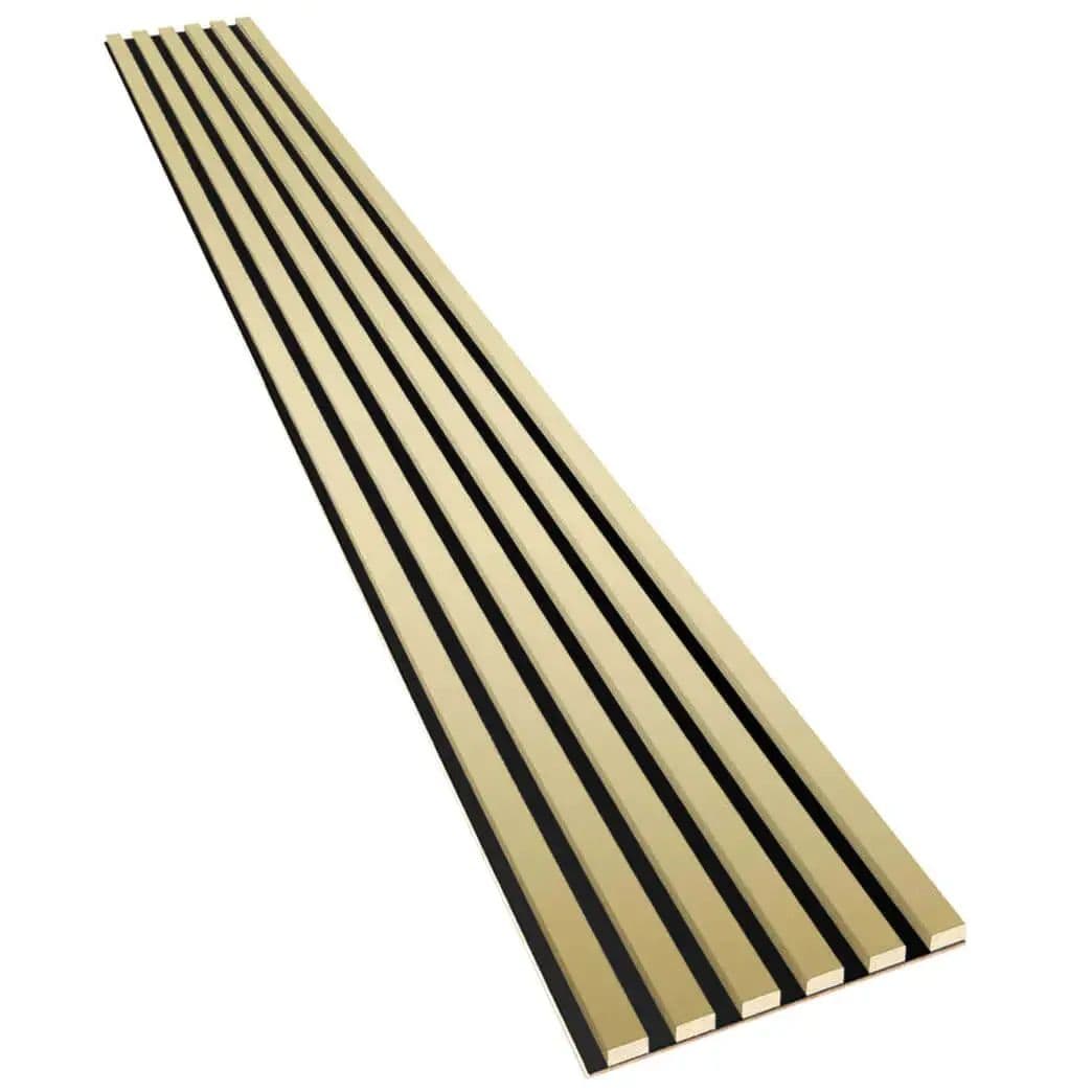 Gloss gold wall slats on HDF board 20x300 mm – decorative wall strips
