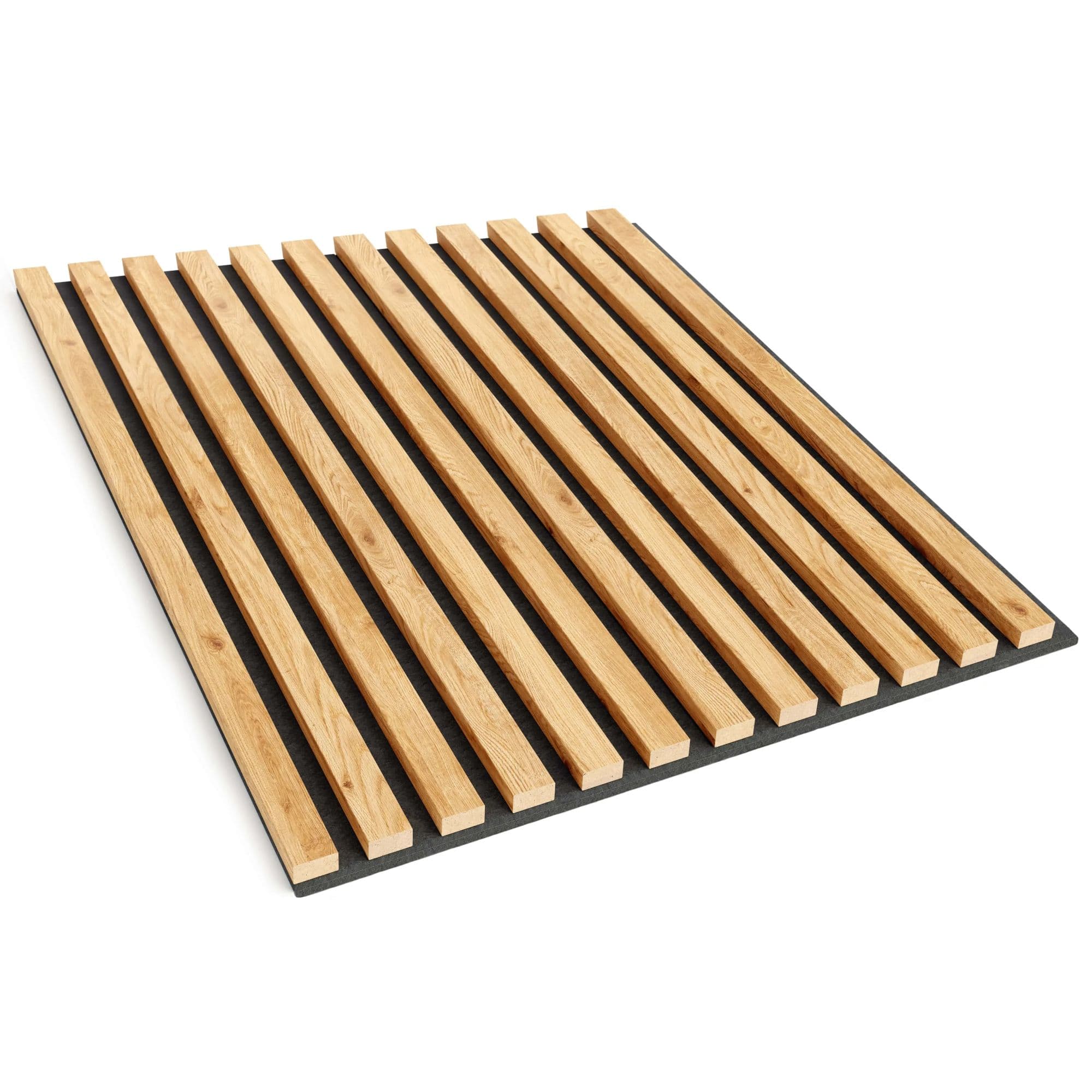 Natural oak felt-backed wall slats 60x60 cm – decorative wall strips