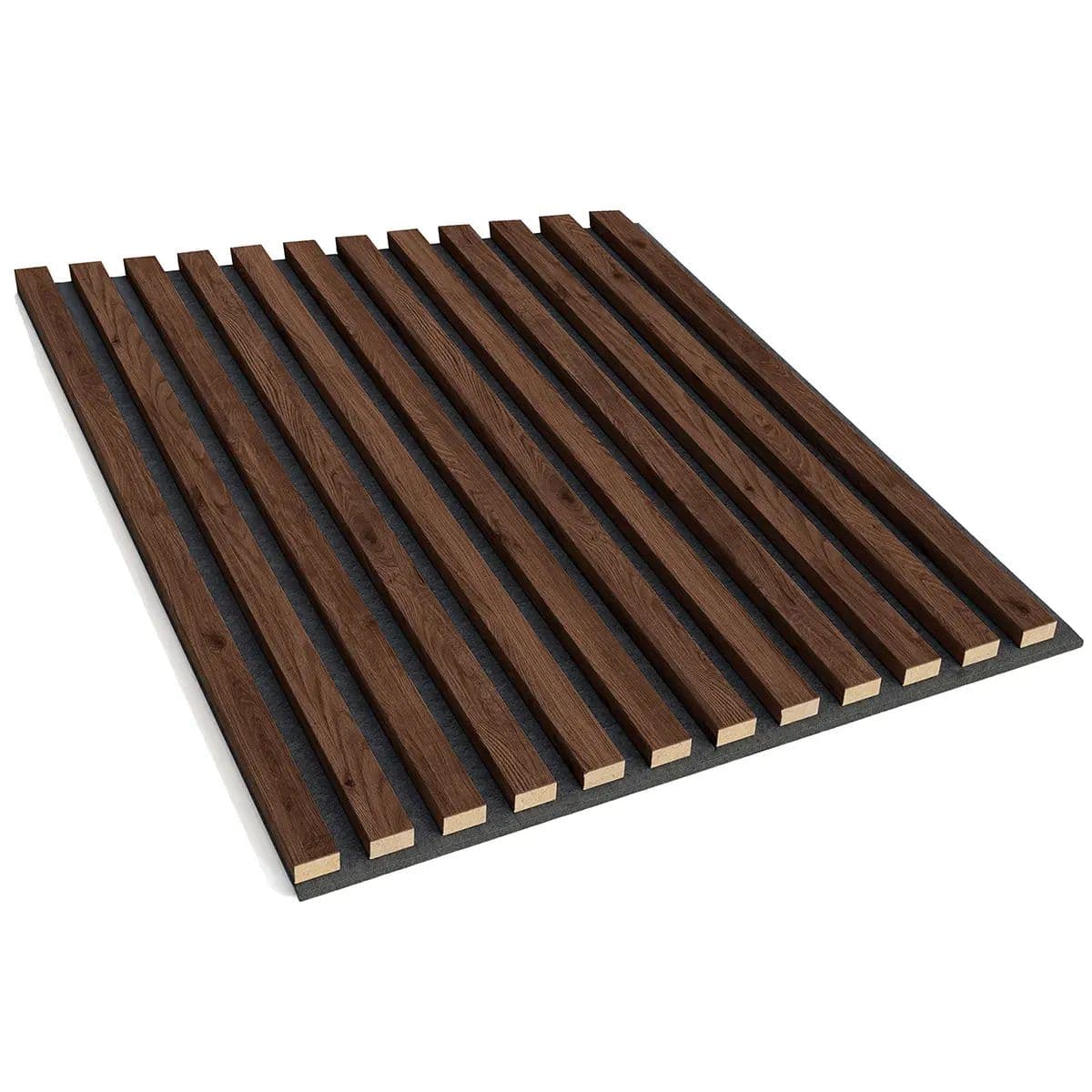 Walnut felt-backed wall slats 60x60 cm – decorative wall strips