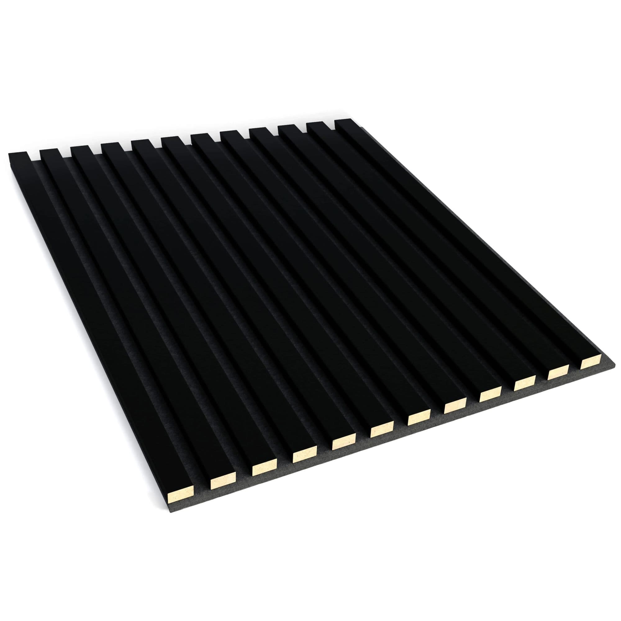 Black felt-backed wall slats 60x60 cm – decorative wall strips
