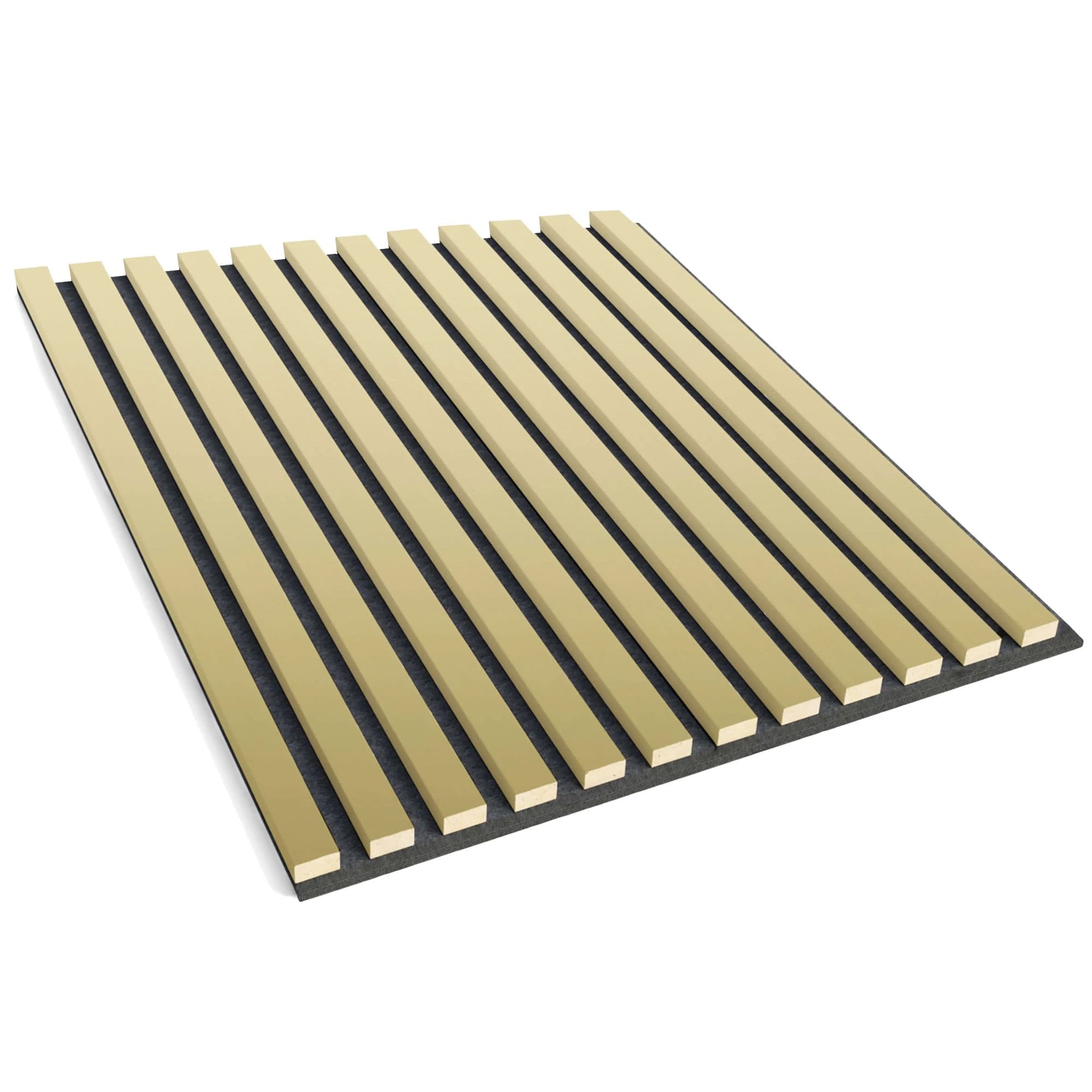Gloss gold felt-backed wall slats 60x60 cm – decorative wall strips