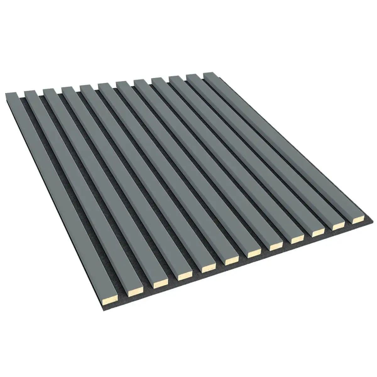 Scandinavian grey felt-backed wall slats 60x60 cm – decorative wall strips