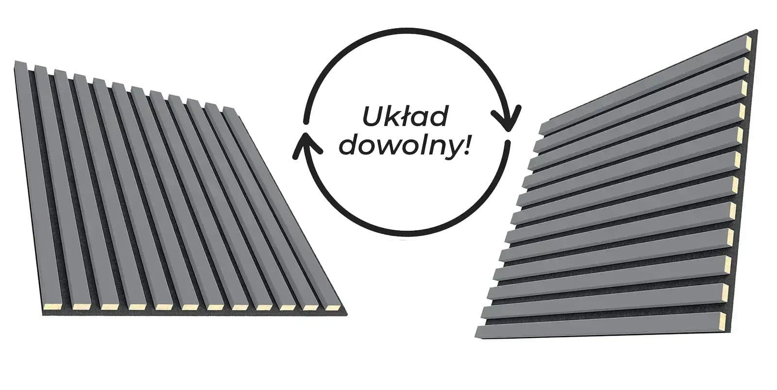 Grey felt-backed wall slats 60x60 cm – decorative wall strips