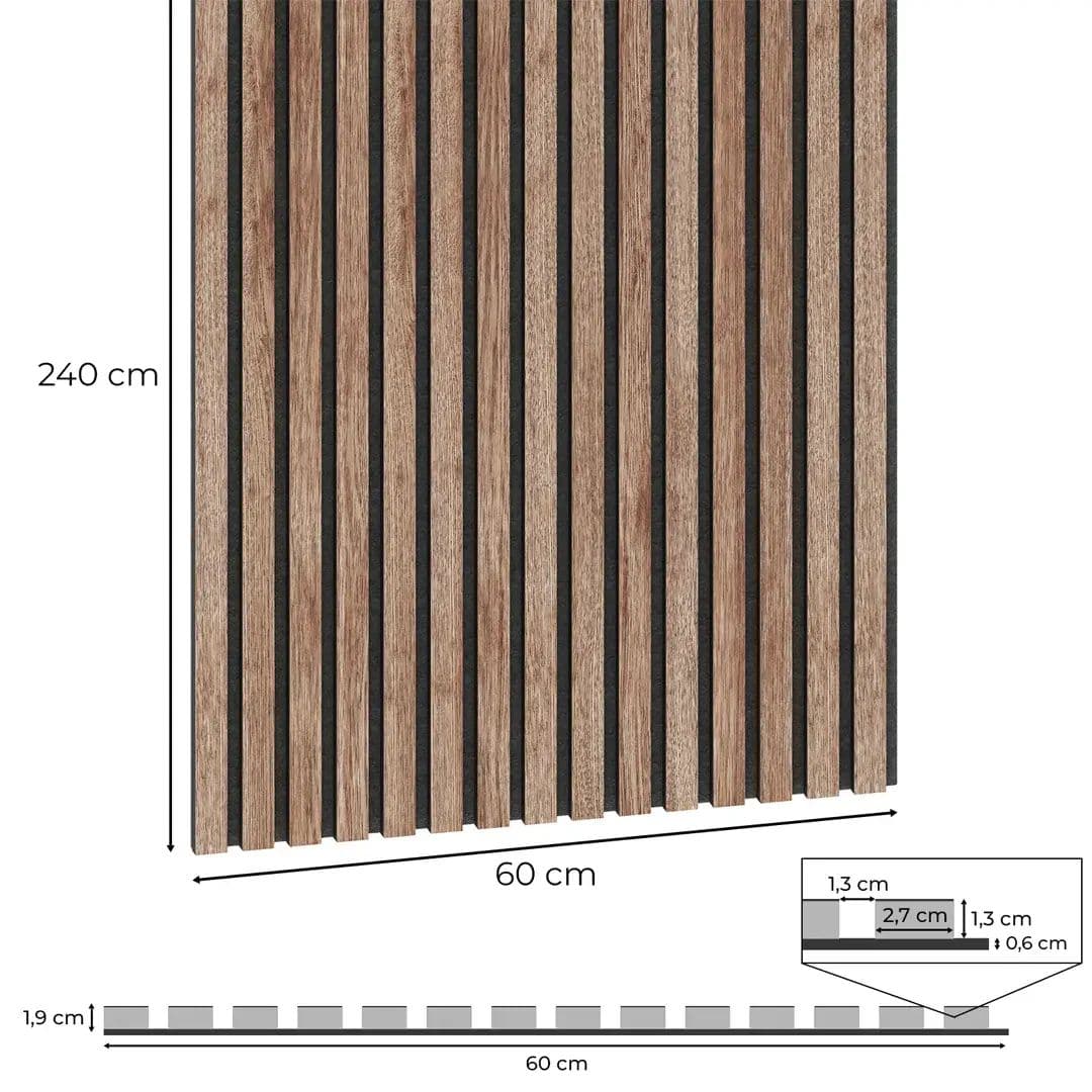 VENEERED acoustic panel American walnut 19 mm thick black felt