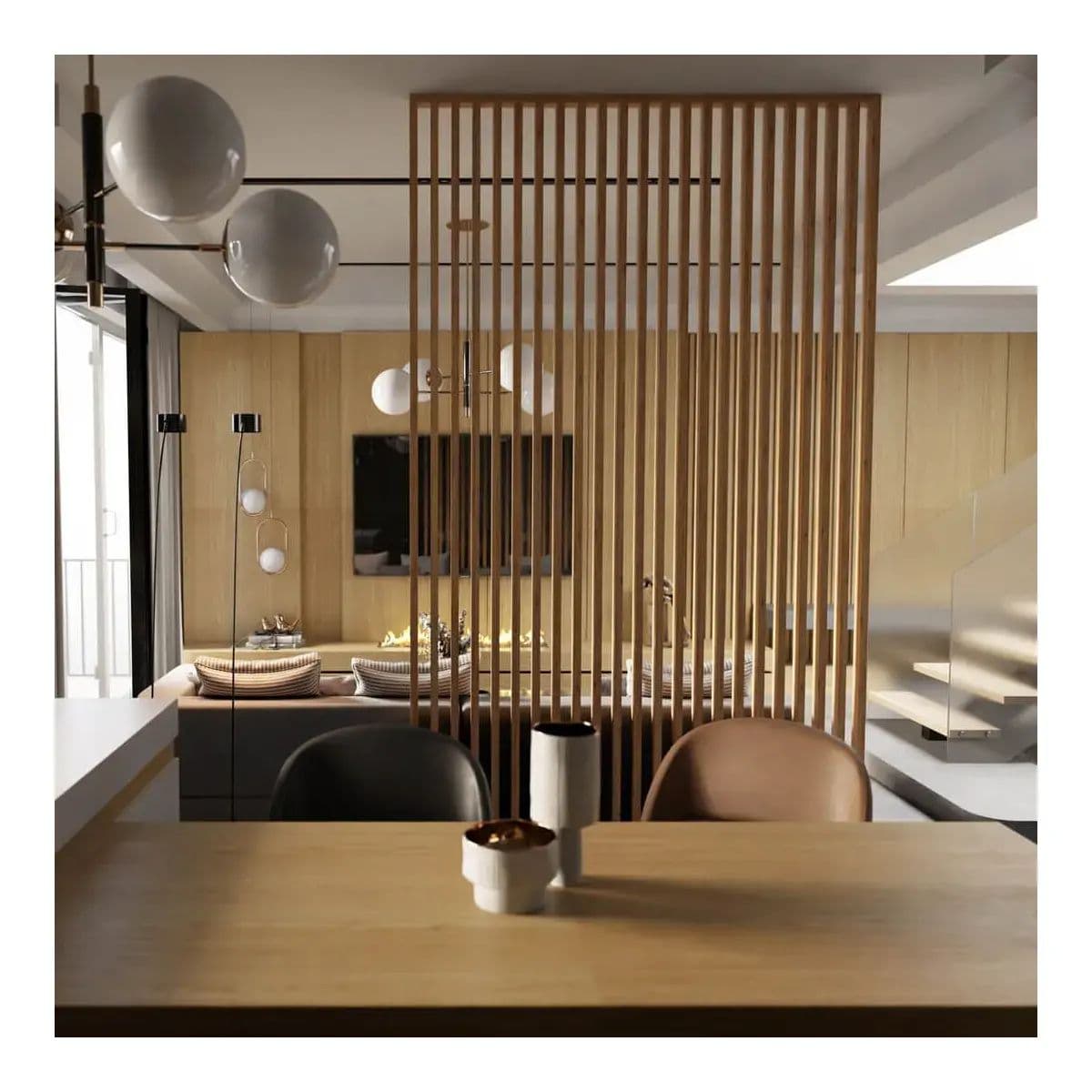 Artisan oak 30x60 mm slatted partition wall up to 2750 mm wide – assembly kit