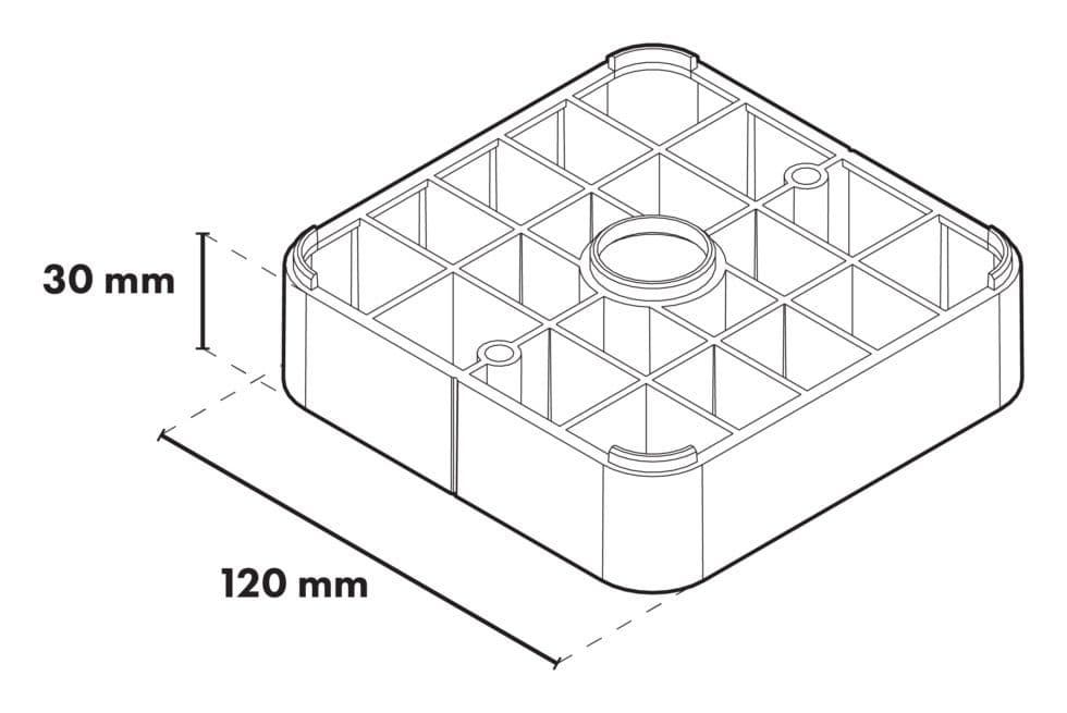 Base plate for adjustable pedestal with joist fixing adaptor RAPTOR DDR P30 10907
