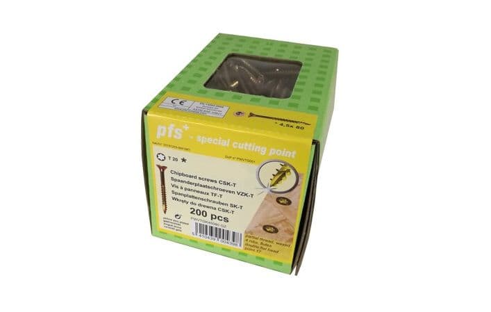 Yellow zinc-plated wood screws PFS+ TORX 15 (pack of 200)