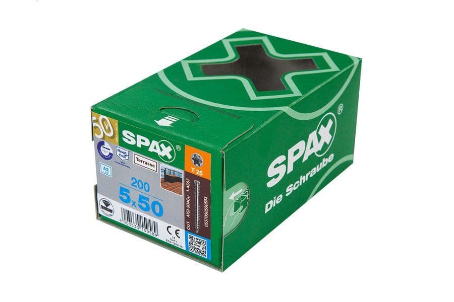 SET of A2 stainless steel decking screws, 550 pcs + DRILL BIT + DRIVER BIT + 3x CROSS SPACERS
