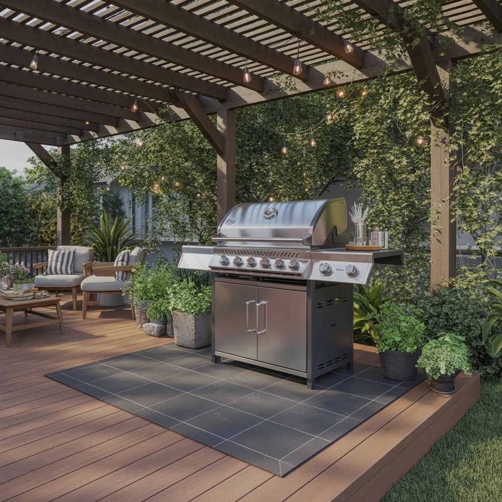 COMPOSITE DECKING BOARD IN A BARBECUE GAZEBO