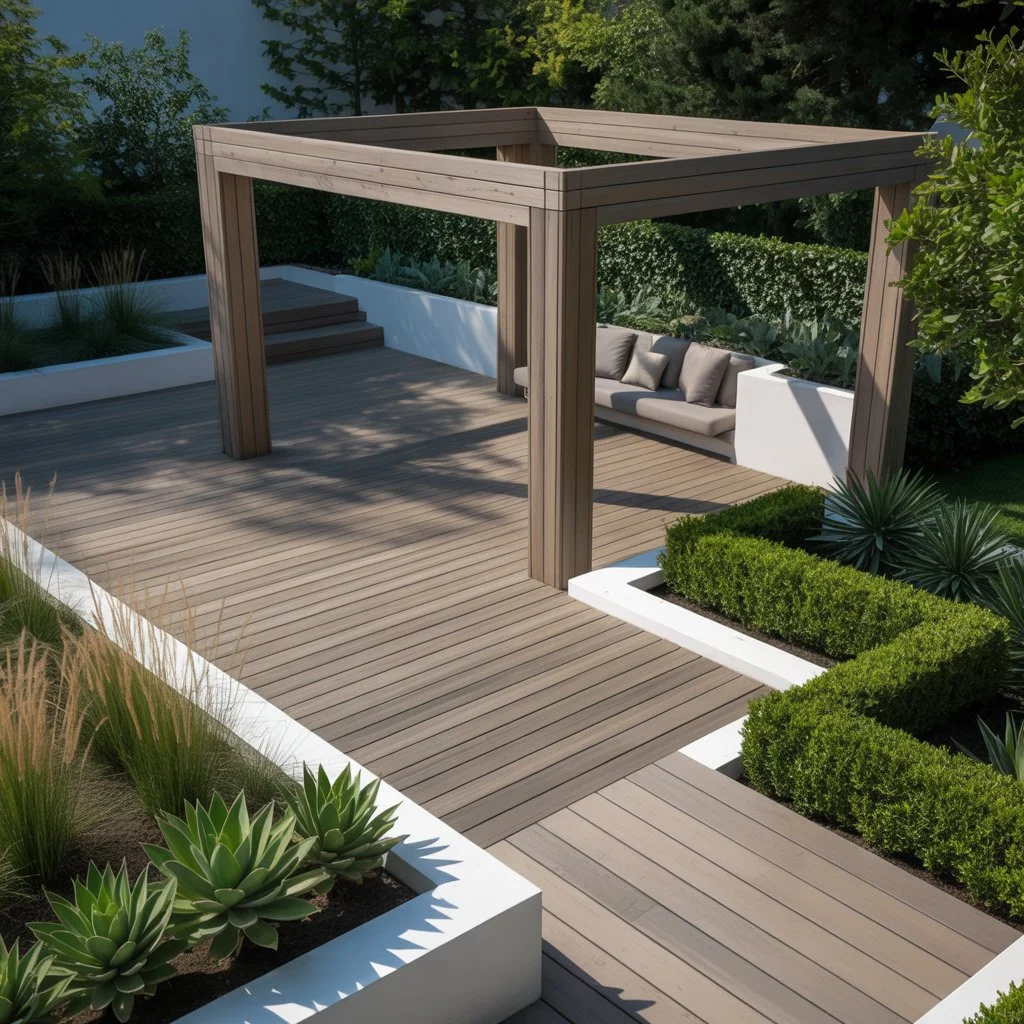 Composite decking boards and a gazebo