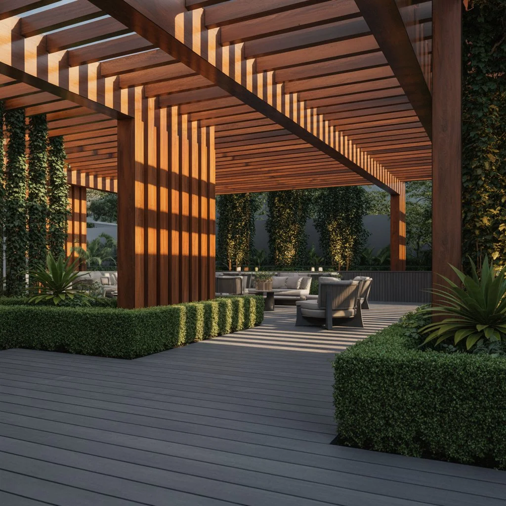 Composite decking boards and a gazebo