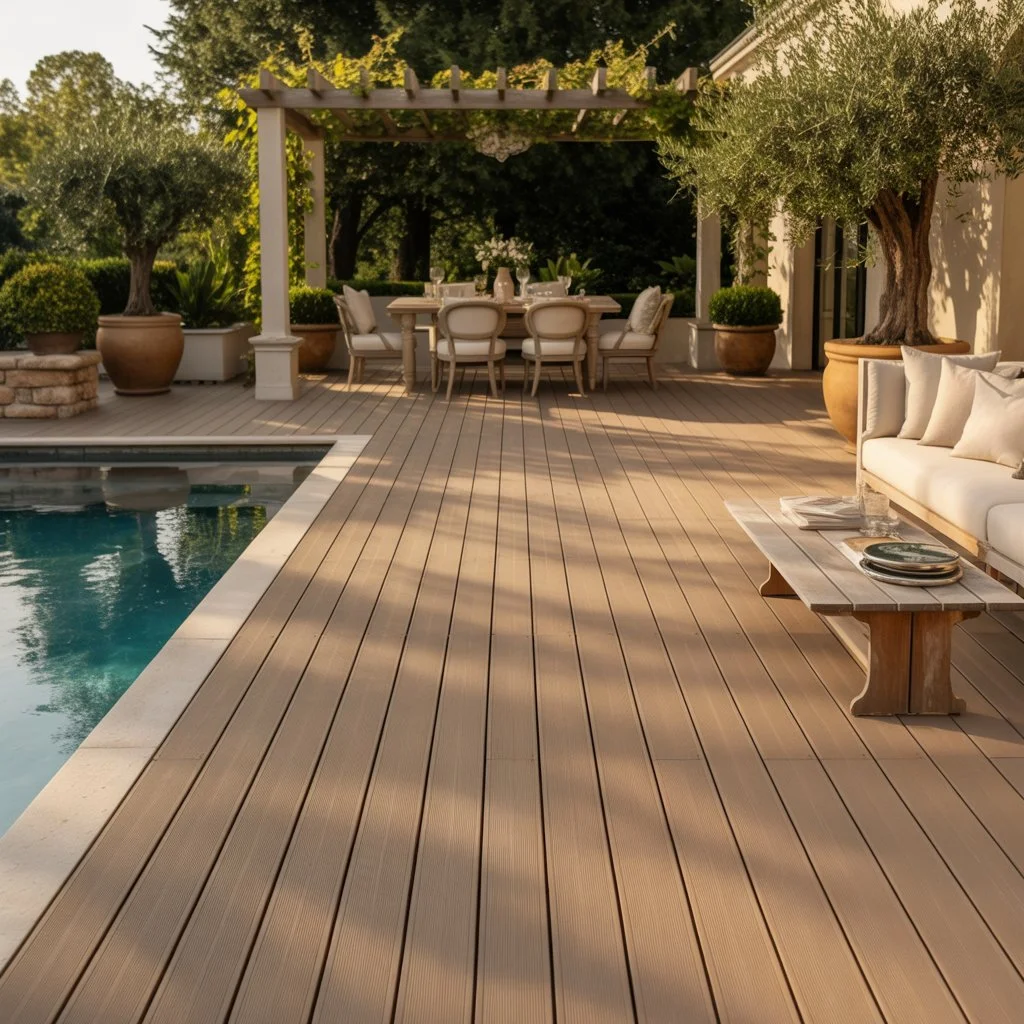 Composite decking boards in modern architecture
