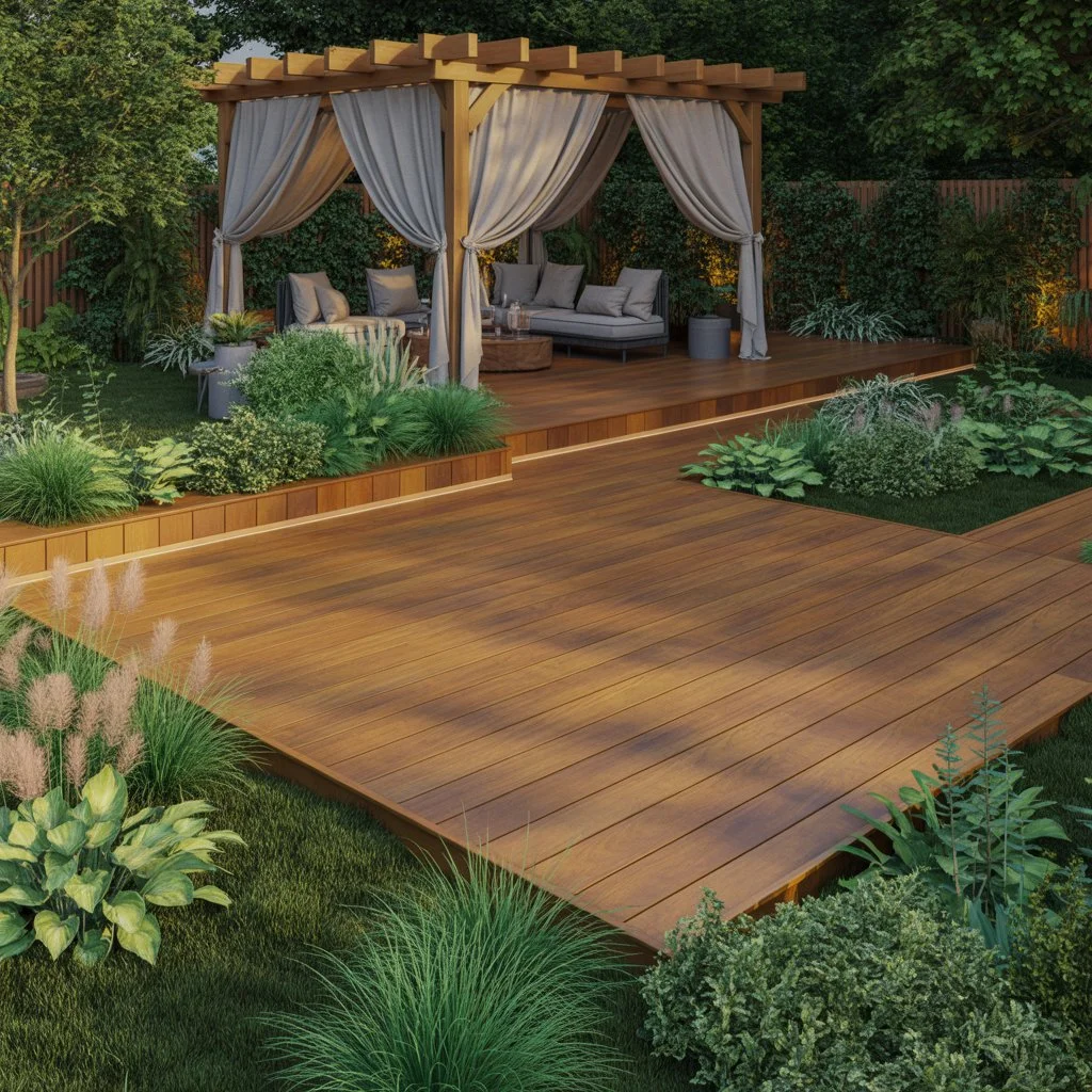 Composite decking boards in modern architecture