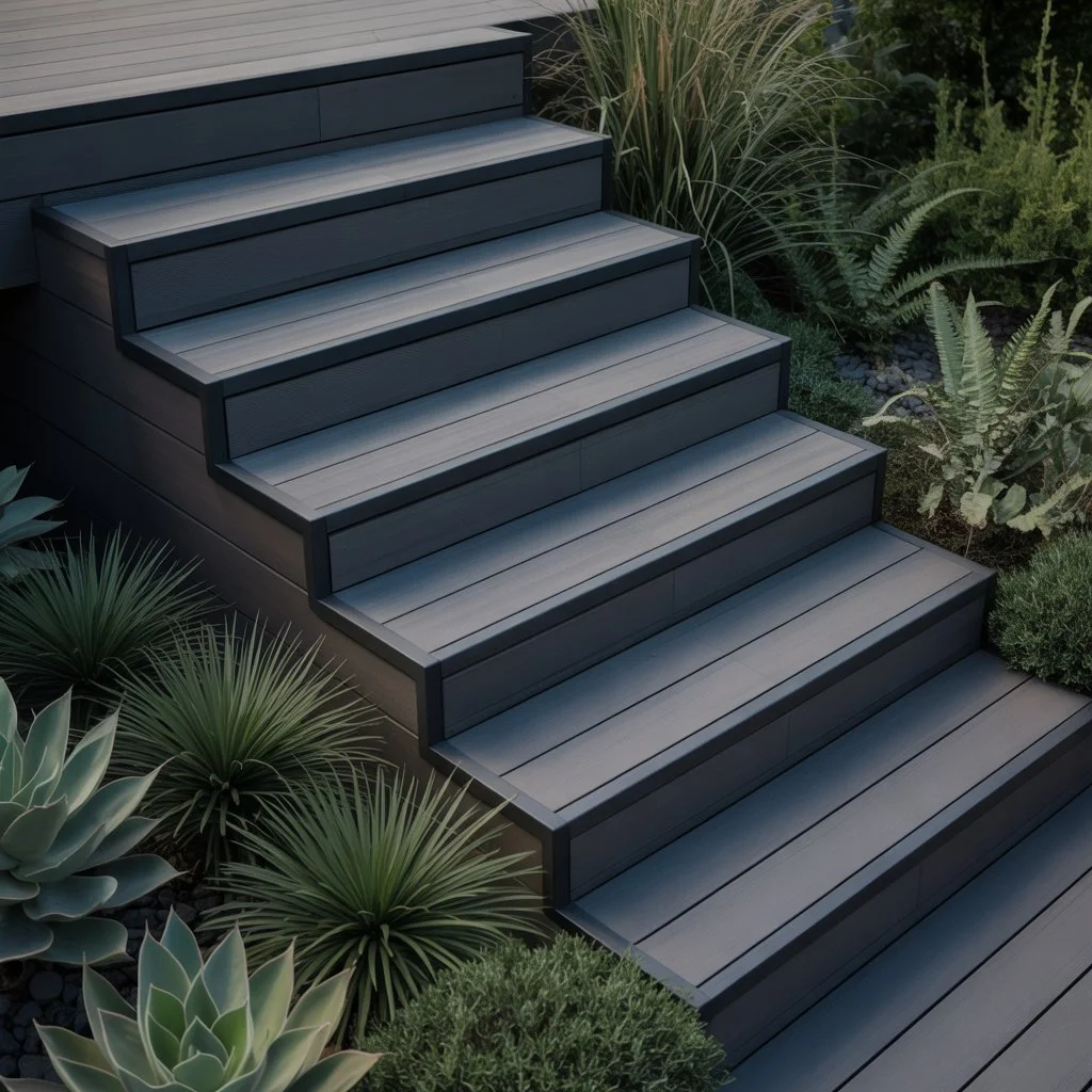 Solid or hollow decking boards for stairs