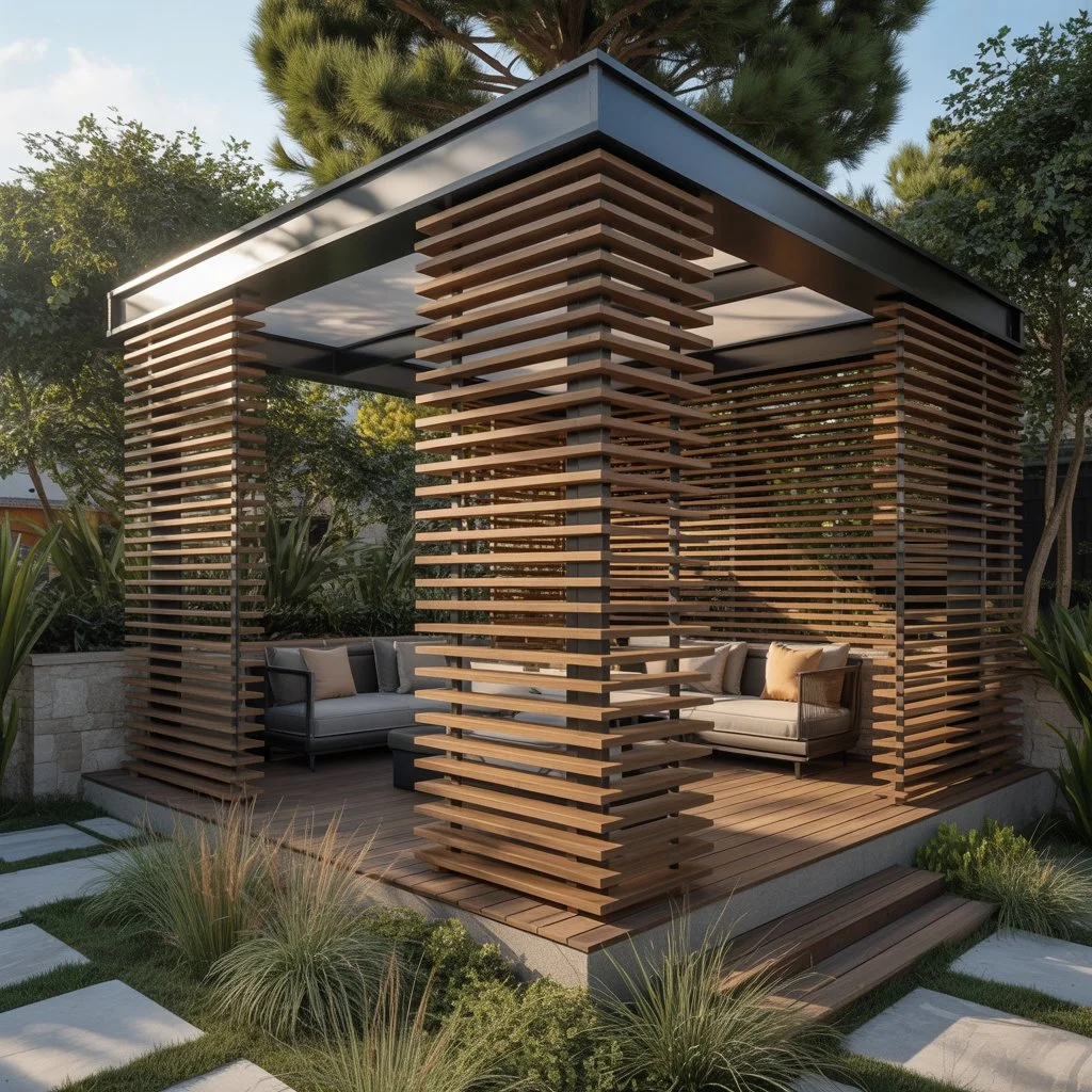 Composite decking boards and a gazebo