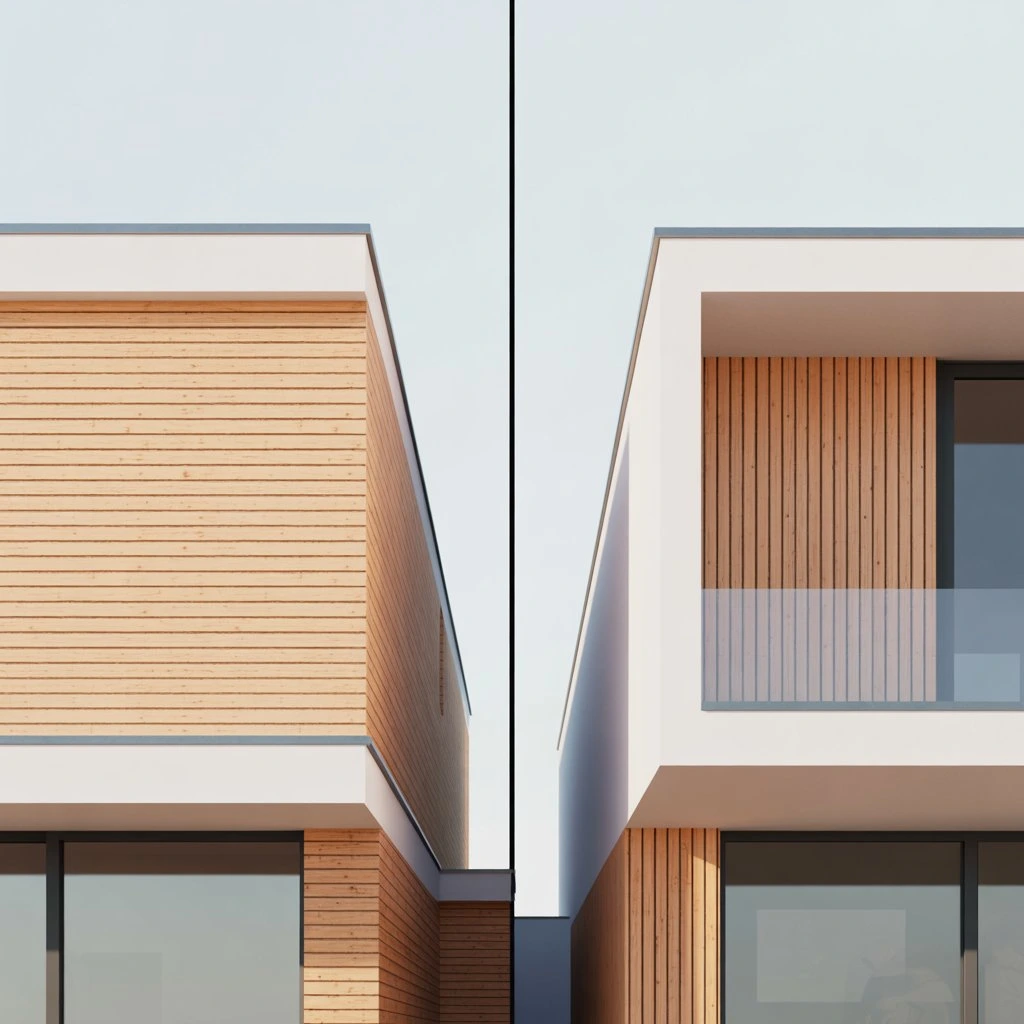 Composite decking boards on a façade: vertical or horizontal
