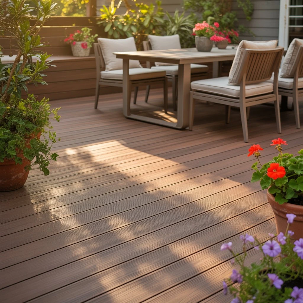 Composite decking boards on an allotment