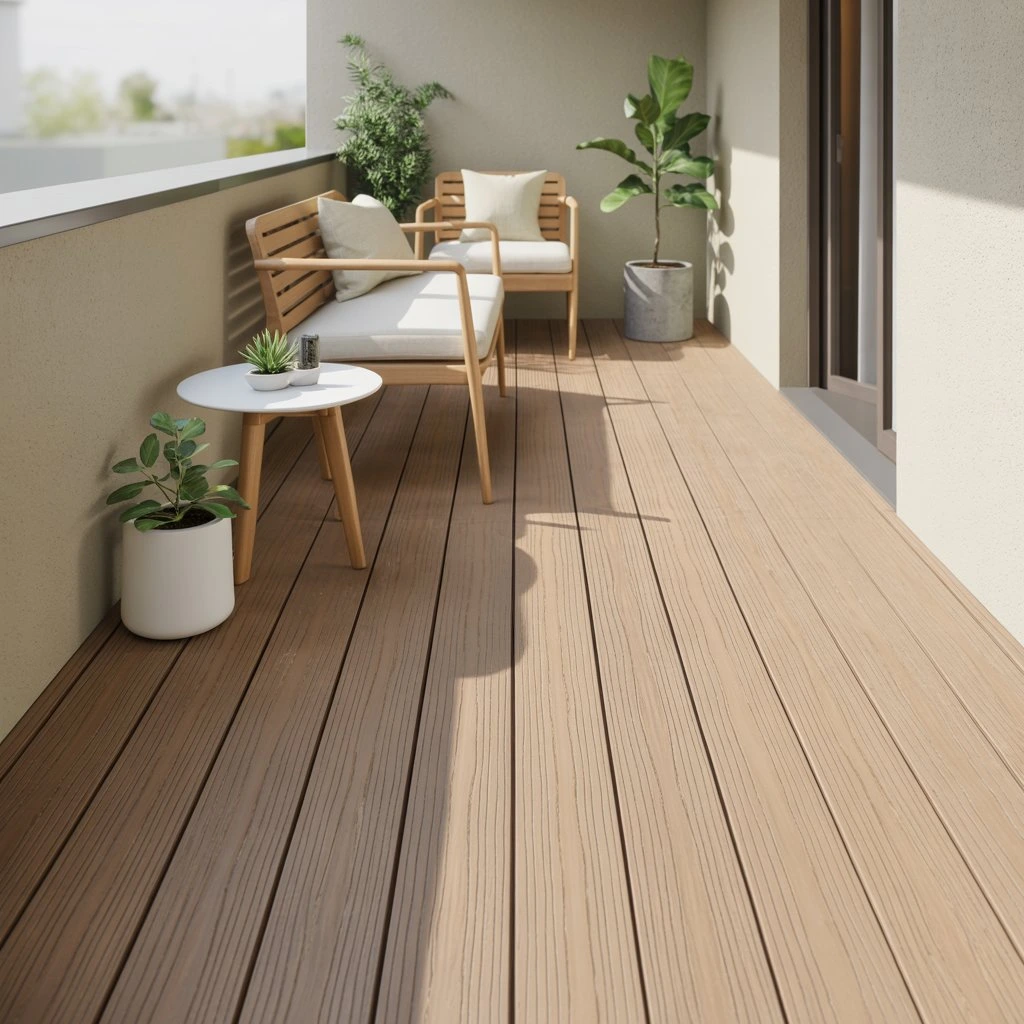Composite decking boards for a narrow balcony