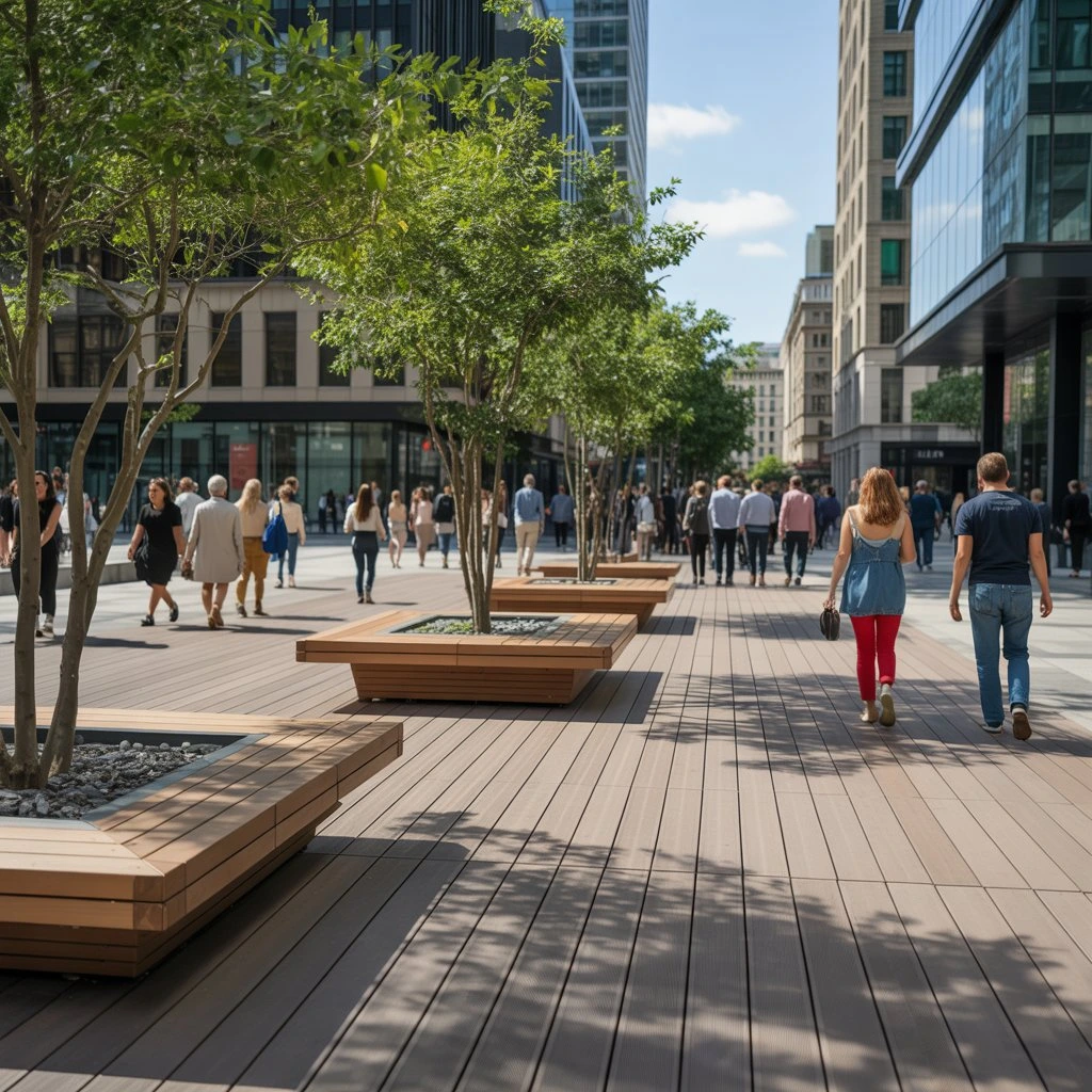 Composite decking in urban development
