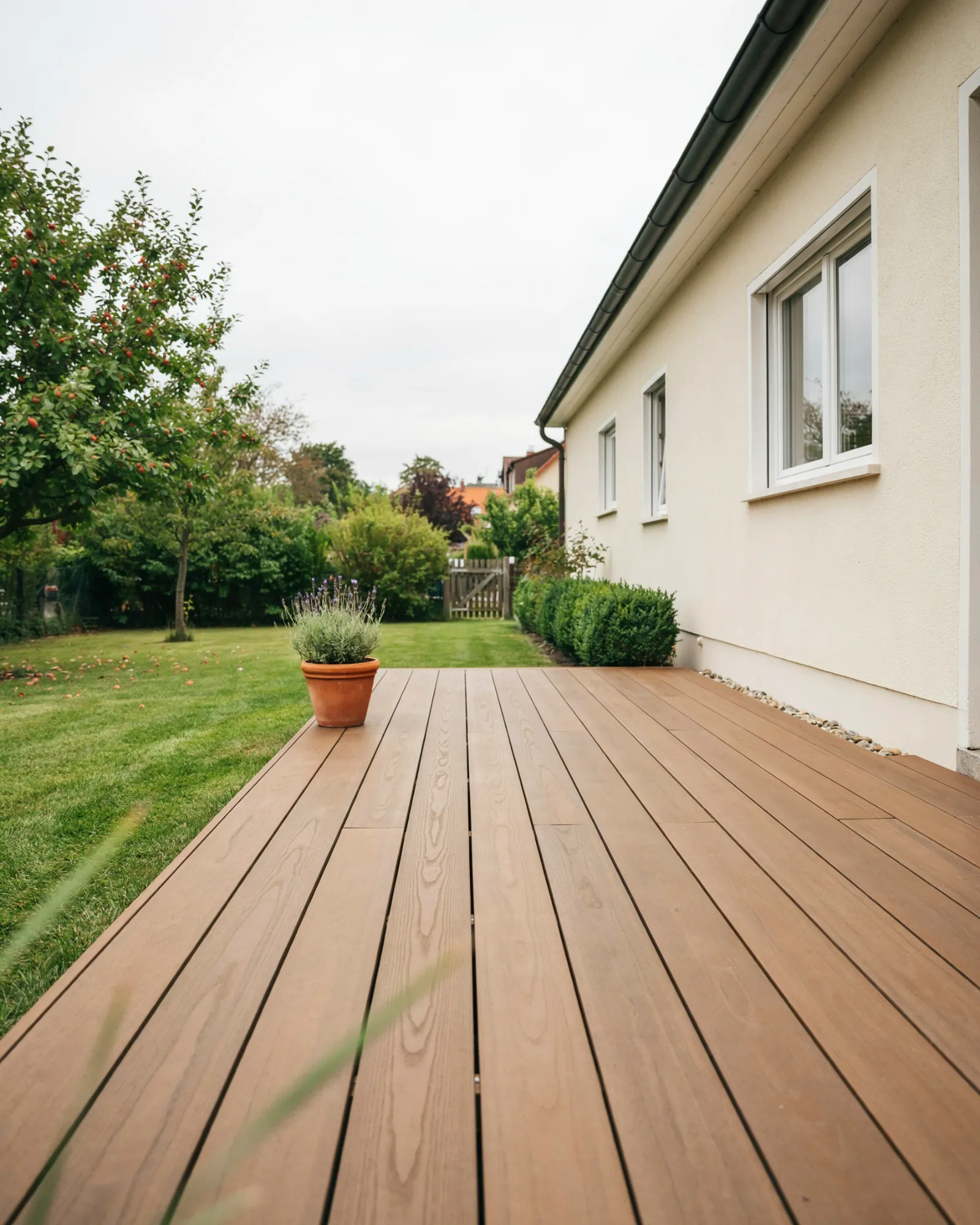 finished terrace with composite decking board
