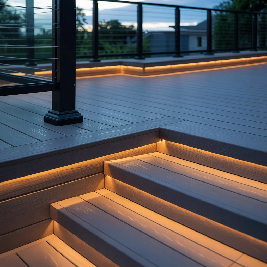 LED lighting in a composite decking board