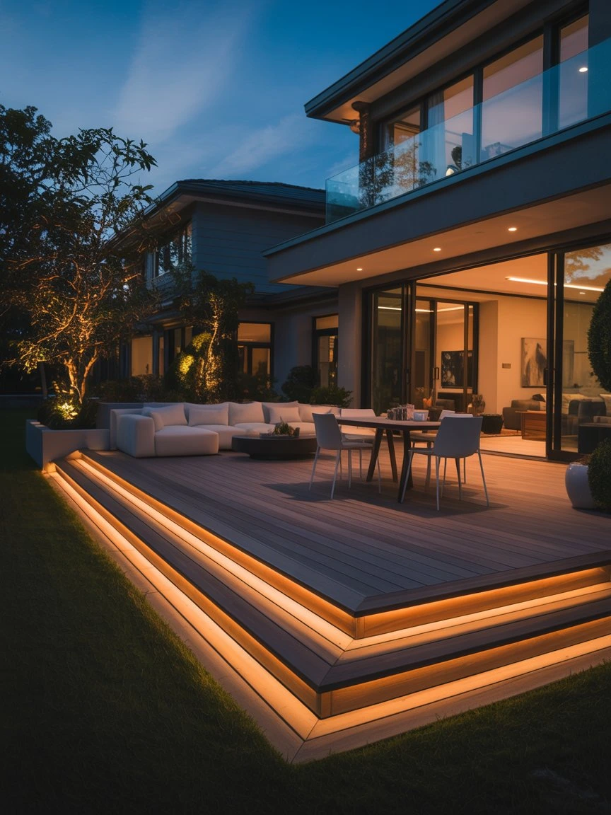 LED lighting in a composite decking board